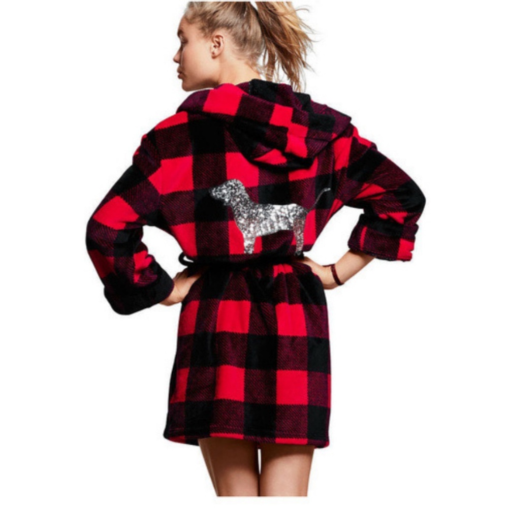 Pink Victoria Secret plaid robe XS